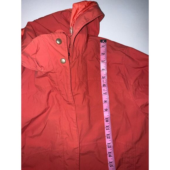 Vintage LL Bean Rain Jacket Hood Coral Orange Weather Channel Nylon Women Medium - Picture 15 of 16